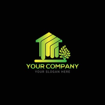 colorful Green House logo design vector