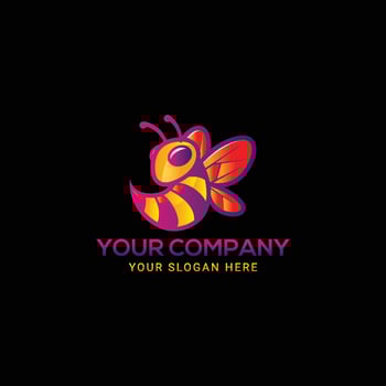 Creative realistic colorful bee logo vector