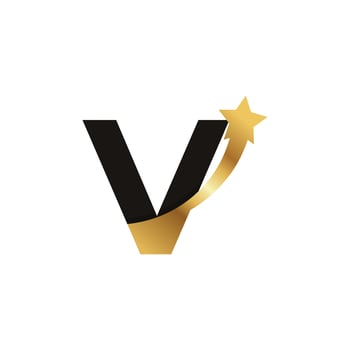 Initial Letter V Golden Star Logo Icon Symbol Template Element vector