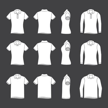 Flat Polo Shirt Outline Mockup Pack vector