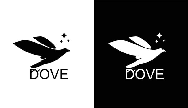 Pigeon Logo Design Minimalist Labels Flying Bird Silhouette For Mailing vector