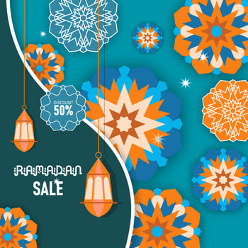 Ramadan sale background with Islamic mandala ornaments vector