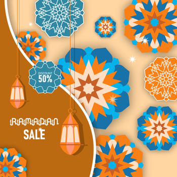 Ramadan sale background with islamic mandala ornaments vector