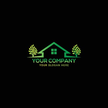 colorful Green House logo design vector
