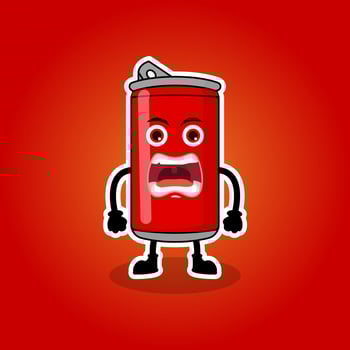 Illustration Vector Graphic Of Mascot Cute Angry Soft Drinks, Design Suitable For Mascot Drinks