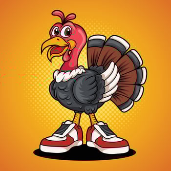 Cartoon turkey wearing shoes vector