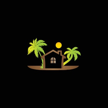 colorful green home logo vector design