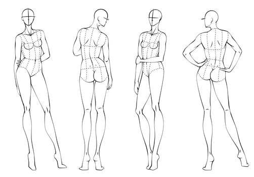 Fashion figure ten heads design template croquis wearing bodice vector