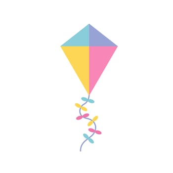 Kite paper toys cartoon vector of flying wind toys for summer children games and outdoor activity. Kite baby toy. Vector. Kids toy icon isolated on white background in flat design.