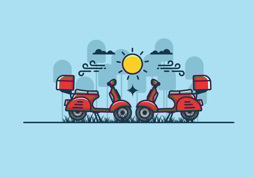 a couple of scooter flat illustration vector