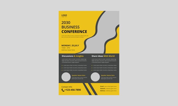 Business Conference Flyer Template Design. Conference poster leaflet design. Business or Corporate Conference Flyer Design. cover, poster, a4 size, flyer vector