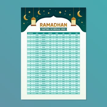 Ramadhan Fasting Month Schedule 2022 vector