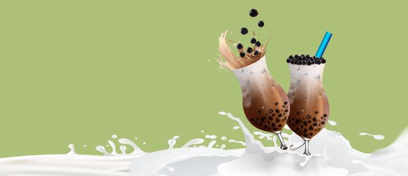Bubble milk tea, Pearl milk tea , Different sorts of Boba. Yummy drinks. vector