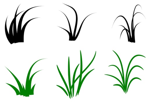 vector grass black and white set