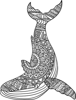 Blue Whale Mandala Coloring Pages for Adults vector