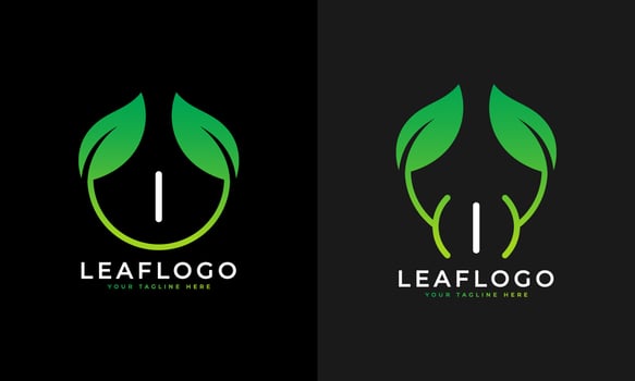 Nature Green Leaf Letter I Logo Design. monogram logo. Green Leaves Alphabet Icon. Usable for Business, Science, Healthcare, Medical and Nature Logos.Flat Vector Logo Design Template Element. Eps10