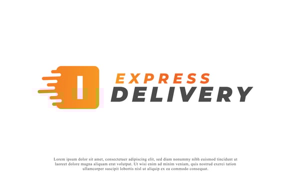 Creative Initial Letter I Logo. Orange Shape I Letter with Fast Shipping Delivery Truck Icon. Usable for Business and Branding Logos. Flat Vector Logo Design Ideas Template Element