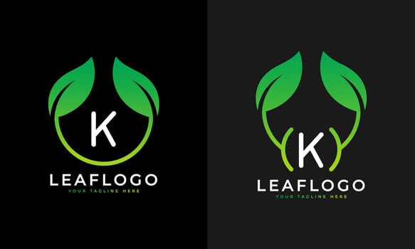 Nature Green Leaf Letter K Logo Design. monogram logo. Green Leaves Alphabet Icon. Usable for Business, Science, Healthcare, Medical and Nature Logos.Flat Vector Logo Design Template Element. Eps10
