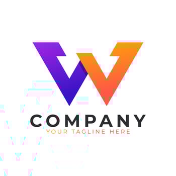 Creative Initial Letter W Logo Modern and Elegant. Purple and Orange Geometric Shape Arrow Style. Usable for Business and Branding Logos. Flat Vector Logo Design Ideas Template Element. Eps10 Vector