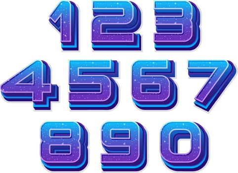 Space number style on white background vector