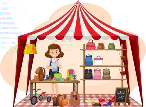 Flea market concept with clothes shop vector