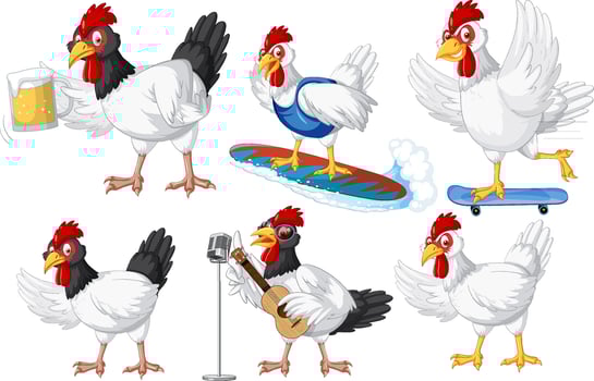 Set of different farm animals in cartoon style vector
