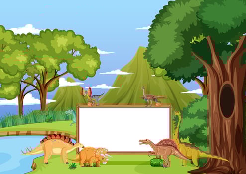 Banner design with dinosaurs vector
