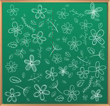Hand drawn doodle icons on chalkboard vector