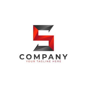 Creative Initial Letter S Logo Design. Black and Red Geometric Arrow Shape Low Poly Style. Usable for Business and Branding Logos. Flat Vector Logo Design Ideas Template Element. Eps10 Vector
