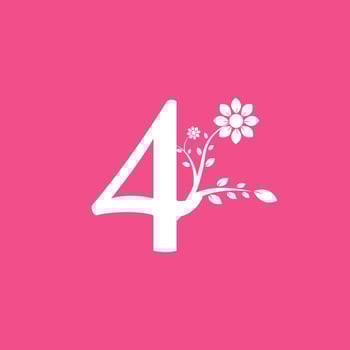 Number 4 Linked Fancy Logogram Flower. Usable for Business and Nature Logos. vector
