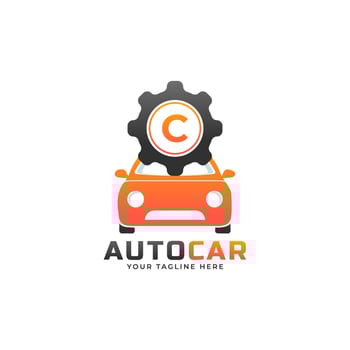 Letter C with Car Maintenance Vector. Concept Automotive Logo Design of Sports Vehicle. vector