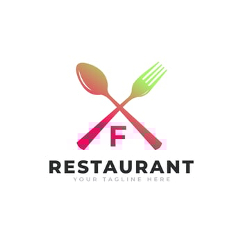 Restaurant Logo. Initial Letter F with Spoon Fork for Restaurant Logo Icon Design Template vector