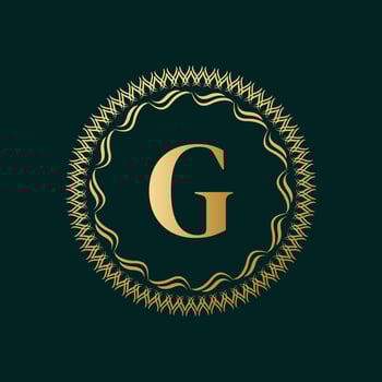 Emblem Letter G Weaving Circle Monogram Graceful Template. Simple Logo Design for Luxury Crest, Royalty, Business Card, Boutique, Hotel, Heraldic. Calligraphic Vintage Border. Vector Illustration