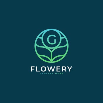 Flower Initial Letter G Logo Design Template Element. Eps10 Vector