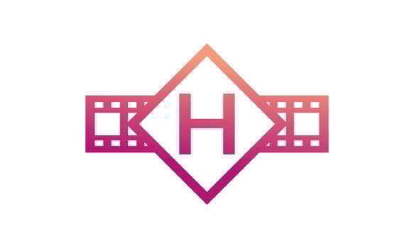 Initial Letter H Square with Reel Stripes Filmstrip for Film Movie Cinema Production Studio Logo Inspiration vector