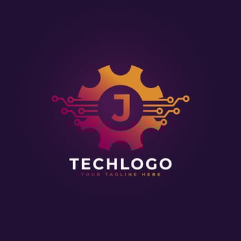 Technology Initial Letter J Gear Logo Design Template Element. vector