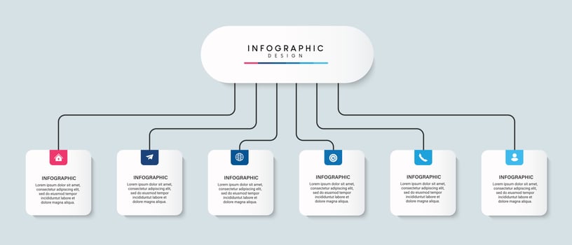 Steps business data visualization timeline process infographic template design with icons vector