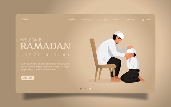 Landing Page - a culture of a child who respects, love, and cares for his parents by kissing his parents' hands vector
