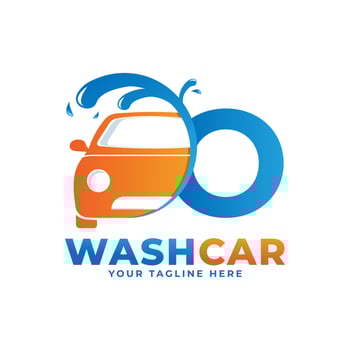 Letter O with Car Wash Logo, Cleaning Car, Washing and Service Vector Logo Design.