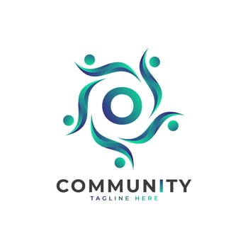 Community Initial Letter O Connecting People Logo. Colorful Geometric Shape. Flat Vector Logo Design Template Element.