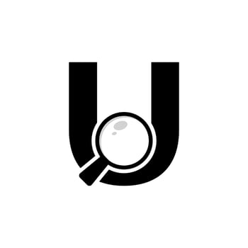 Search Logo. Letter U Magnifying Glass Logo Design vector