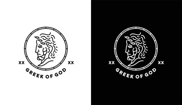 ancient greek god monoline logo, simple minimalist god for brand logo template for barber shop, market, cafe or graphic design business vector