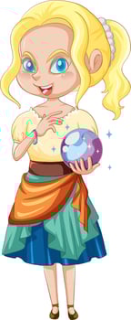 Clairvoyant girl cartoon character on white background vector