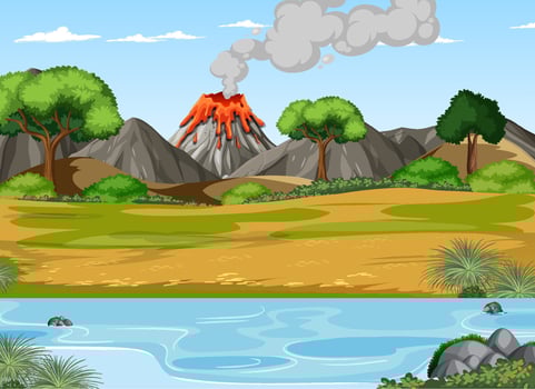 Prehistoric forest scene background vector