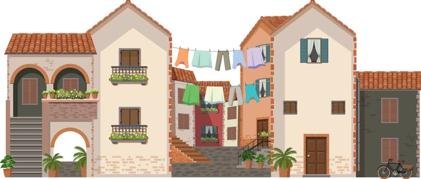 Scene with many buildings in city vector