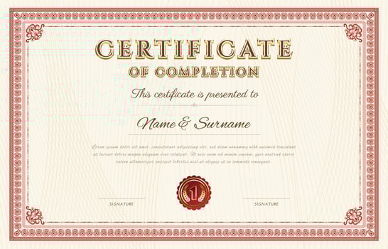 Certificate of Completion for School Graduation Template vector