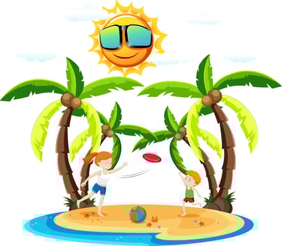 Scene with people on the beach vector