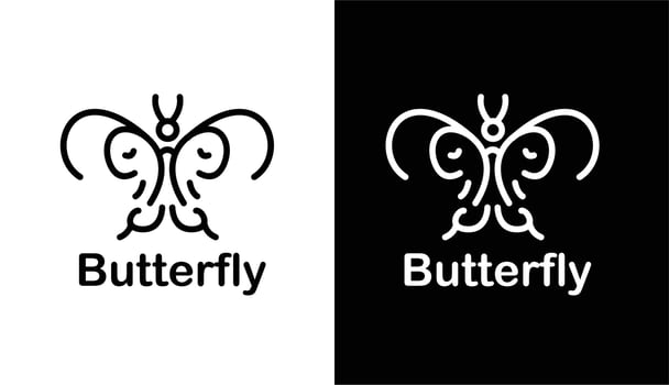 Simple butterfly logo, cute monoline illustration, suitable for clothing, cafe, and hijab businesses vector