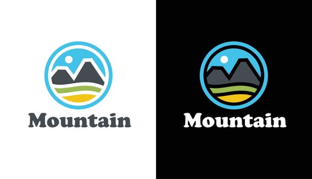 simple minimalist mountain logo, panorama with a blue background suitable for travel and cafes. vector