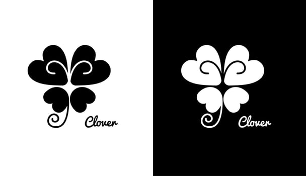 clover Silhouette, minimalist leaf logo design for fashion and health brands vector